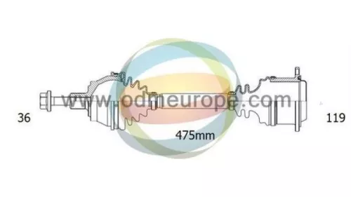 Aandrijfas links-voor Volkswagen 1k0407271bf